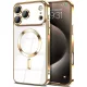 Husa Apple iPhone 17 Pro, Magsafe Electroplating TPU, protectie camera, margini aurii