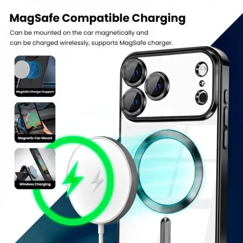 Husa Apple iPhone 17 Pro, Magsafe Electroplating TPU, protectie camera, margini aurii