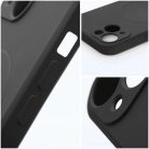 Husa Apple iPhone 15 Plus, Magsafe Silicone, microfibra, neagra