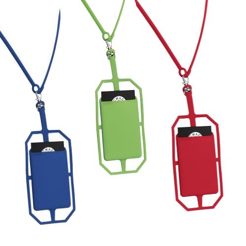 Suport tip snur din silicon pentru telefon si carti de credit, protectie RFID, diverse culori