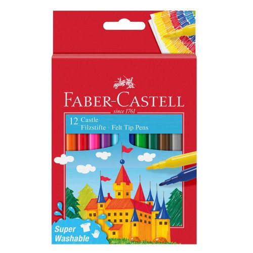 Set carioci Faber-Castell, 12 culori, super washable