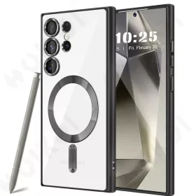   Husa Samsung Galaxy S23 Ultra, Electroplating Magsafe TPU, protectie camera, margini negre