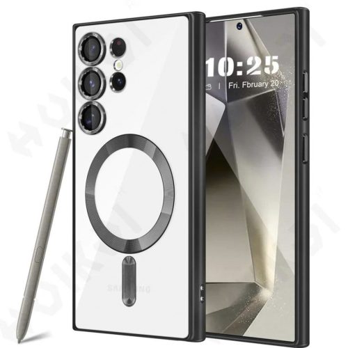 Husa Samsung Galaxy S23 Ultra, Electroplating Magsafe TPU, protectie camera, margini negre