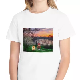   Tricou personalizat alb, copii/adulti, design Lucas Roblox si catelul, modal, diverse marimi