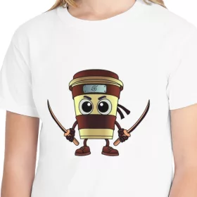   Tricou personalizat alb, copii/adulti, design Cappuccino Assassino 4, modal, diverse marimi