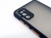 Husa de protectie Shockproof Bumper pentru Samsung Galaxy A41, protectie camera, rama neagra, butoane portocalii
