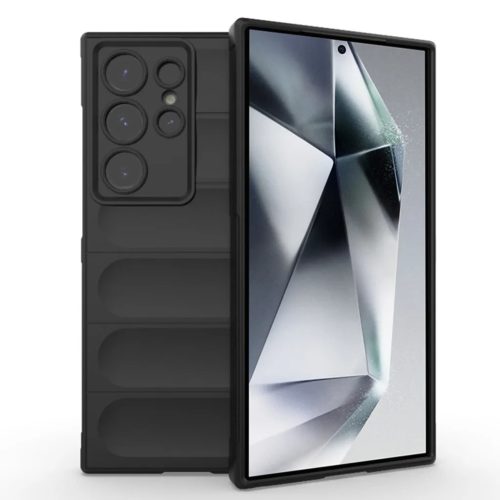 Husa Samsung Galaxy S24 Ultra, Wave Silicone, protectie camera, catifea in interior, night black