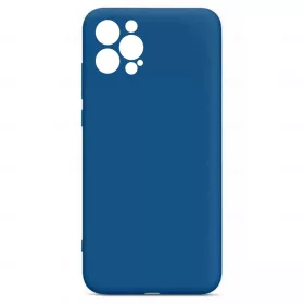   Husa Apple iPhone 13 Pro Max Luxury Silicone, catifea in interior, protectie camere, albastru inchis