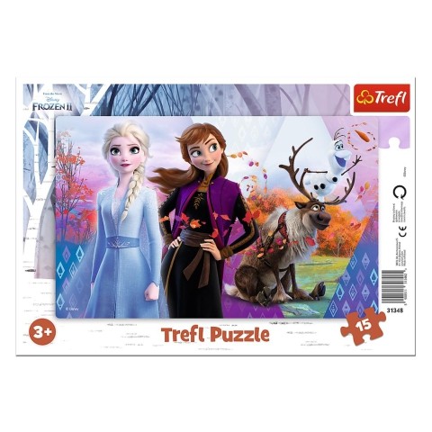 Puzzle Trefl Frozen 2: Anna si Elsa, 15 piese, rama inclusa