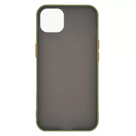  Husa protectie Apple iPhone 13, Shockproof Bumper, rama verde, butoane portocalii
