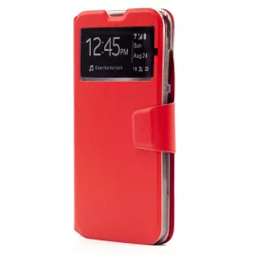  Husa cu fereastra pentru Samsung Galaxy A72, inchidere magnetica, rosie