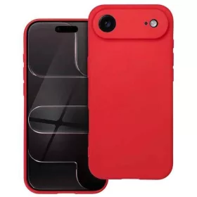   Husa Apple iPhone 17 Air, Luxury Silicone, catifea in interior, protectie camera, rosie