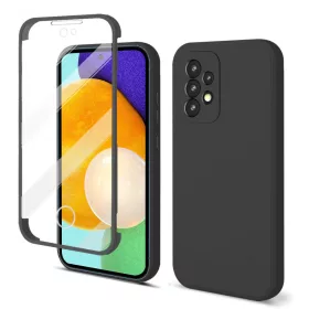   Husa Samsung Galaxy A72, Luxury 360° (fata + spate), catifea in interior, protectie camere, neagra