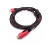 Cablu HDMI to HDMI, lungime 1.5 metri, protectie textila, negru/rosu