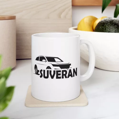 Cana ceramica personalizata, mesaj "Suveran", 330 ml, alba