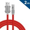 Cablu de date si incarcare USB to Type-C, 3A / 120W, 2 metri, capete metalice, cablu foarte gros, impletit, rosu