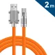Cablu de date si incarcare USB to Type-C, 3A / 120W, 2 metri, capete metalice, cablu foarte gros, impletit, portocaliu