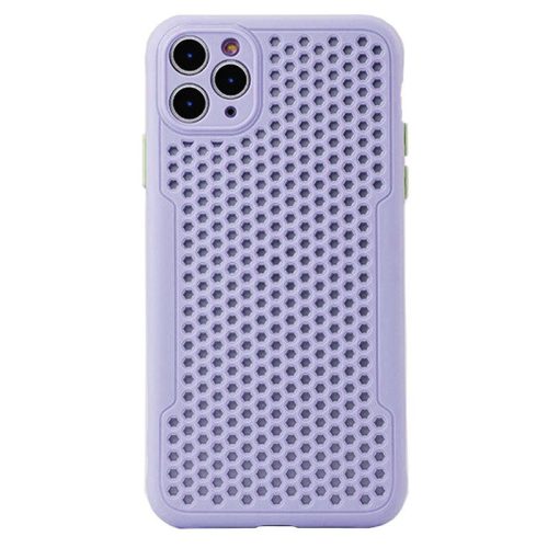 Husa Breath Case pentru Apple iPhone 11 Pro, silicon moale cu perforatii, mov