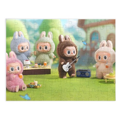 Puzzle 120 piese, 20 x 29 cm, carton alb perlat, personaje La Bubu