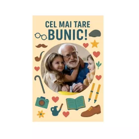   Fotografie magnetica personalizata, 10 x 15 cm, rama Cel mai tare bunic!