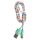 Cablu date si incarcare Type-C, 1 metru, 3A, invelis textil multicolor, capete verzi