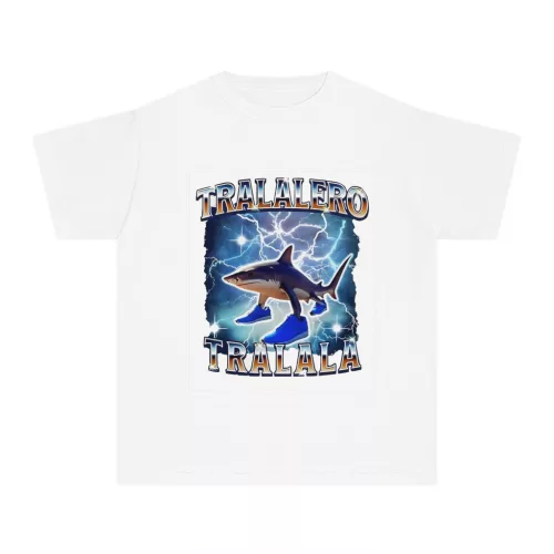 Tricou personalizat alb, copii/adulti, design Tralalero Tralala, modal, diverse marimi