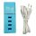 Incarcator casa U4, 4 porturi USB 5V - 2.4A, cablu prelungitor 1 metru, albastru deschis