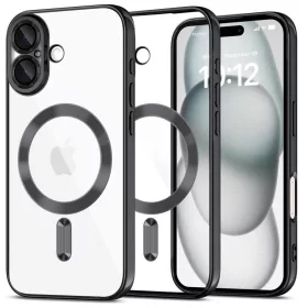   Husa Apple iPhone 17, Magsafe Electroplating TPU, protectie camera, margini negre