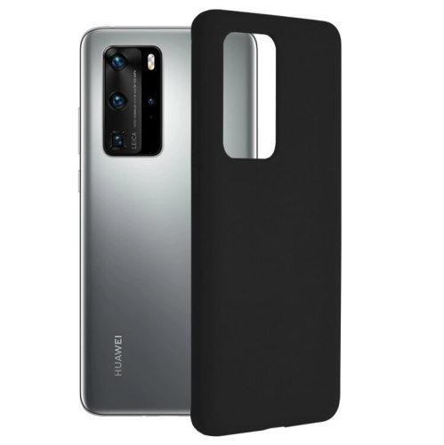 Husa Liquid Silicone Case V.2 pentru Huawei P40 Pro, interior microfibra, neagra