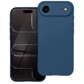   Husa Apple iPhone 17 Air, Luxury Silicone, protectie camera, catifea in interior, albastru inchis