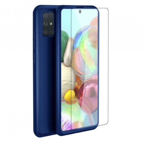 Husă Full Cover 360° pentru Xiaomi Redmi Note 9S (față + spate + sticlă), albastra