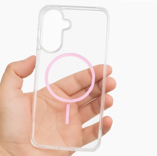 Husa protectie Samsung Galaxy A16, Colorful MagSafe, TPU, clear pink