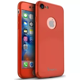   Husă Apple iPhone 7, IPAKY Full Cover 360° (față + spate + sticlă), rosie