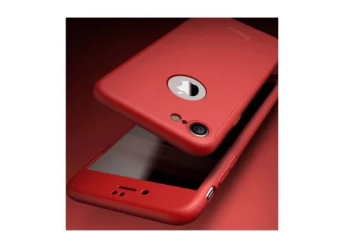 Husă Apple iPhone 7, IPAKY Full Cover 360° (față + spate + sticlă), rosie