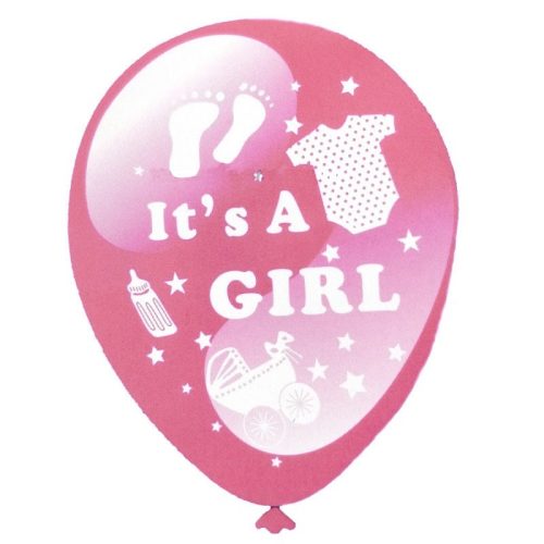 Balon din cauciuc, dimensiuni mari (45 cm), roz, It's a girl
