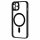 Husa Apple iPhone 15, Magsafe Colorful, spate transparent acryl, margini TPU negre