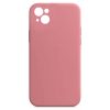 Husa Apple iPhone 13 Luxury Silicone, catifea in interior, protectie camere, roz pal