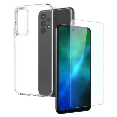 Set folie si husa Samsung Galaxy A53 5G, sticla transparenta si TPU transparent 2 mm