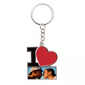 Breloc metalic personalizat cu poza ta, model I love
