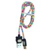 Cablu date si incarcare Type-C, 1 metru, 3A, invelis textil multicolor, capete negre