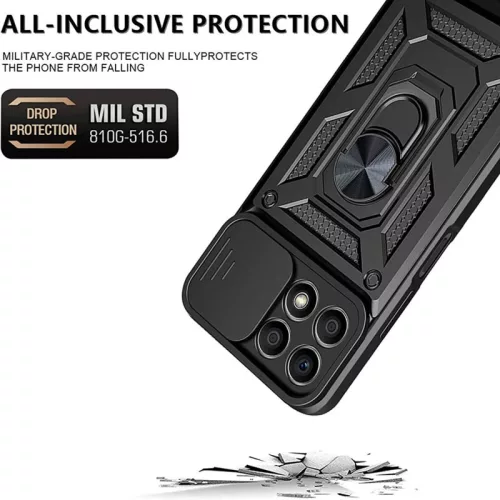 Husa protectie Motorola Edge 50 Pro, Camshield Armor, inel sustinere, protectie camera, rosie