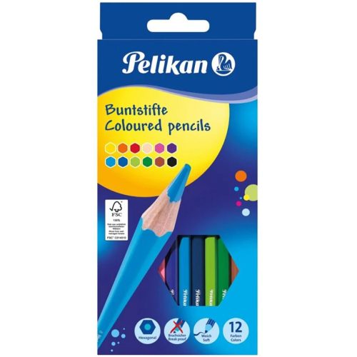 Set 12 creioane colorate lacuite Pelikan