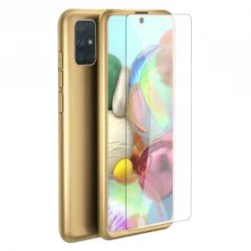   Husă Full Cover 360° pentru Samsung Galaxy A41 (față + spate + sticlă), aurie