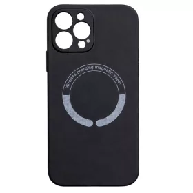   Husa Apple iPhone 14 Pro Max, Magsafe Silicone, microfibra, protectie camere, neagra