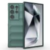 Husa Samsung Galaxy S24 Ultra, Wave Silicone, protectie camera, catifea in interior, deep green