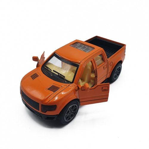 Camioneta de jucarie pentru copii, carcasa metalica, functie pullback, portocalie