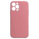 Husa Apple iPhone 13 Pro Max Luxury Silicone, catifea in interior, protectie camere, roz pal