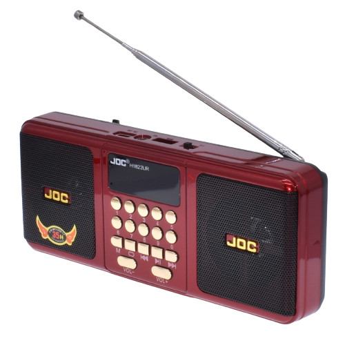 Radio portabil JOC H1822, MP3, microSD/USB,FM, afisaj electronic, acumulator 2000 mAH, negru/rosu