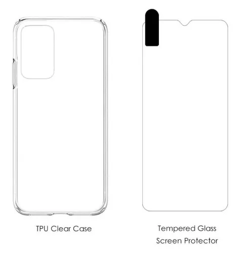 Set folie si husa Samsung Galaxy A24, sticla transparenta si TPU transparent 2 mm