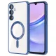 Husa Samsung Galaxy A35 5G, Electroplating Magsafe TPU, protectie camera, margini albastre